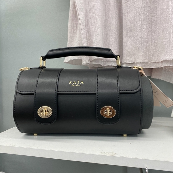 NWT $395 Saia London luxury vegan leather yoga mat bag with strap - Picture 2 of 7